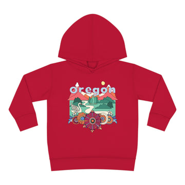 Buy vintage-red Oregon Toddler Hoodie - Boho Mountain Unisex Oregon Toddler Sweatshirt