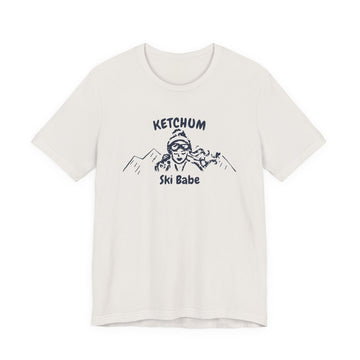 Buy vintage-white Ketchum, Idaho Ski Babe T‑Shirt - Retro Skiing Graphic Tee