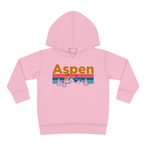 Aspen Toddler Hoodie - Retro Mountain Sun Unisex Aspen Toddler Sweatshirt