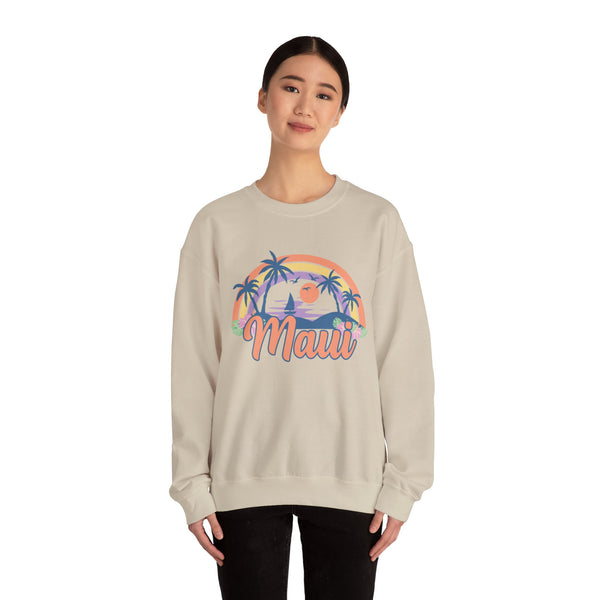 Maui, Hawaii Sweatshirt - Unisex Retro Beach Crewneck Maui Sweatshirt