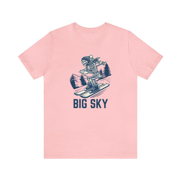 Buy pink Big Sky, Montana T-Shirt - Skeleton Skier Unisex Big Sky Shirt