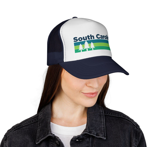 South Carolina Retro Trees Trucker Hat - Vintage Style South Carolina Cap