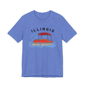 Buy heather-columbia-blue Illinois T Shirt - Retro Pontoon Boat Illinois Tee