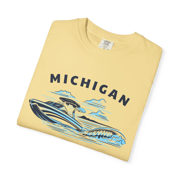 Michigan T Shirt, Comfort Colors Cotton 100% Cotton Wakeboard Boat Tee