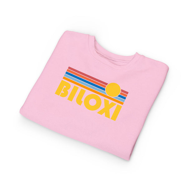 Biloxi, Mississippi Toddler Sweatshirt - Retro Sun Biloxi Toddler Crewneck Sweatshirt