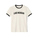 Lake Michigan Cotton Ringer Graphic Tee - Unisex Lake Michigan T Shirt, Vintage Style Tee, Men's/Women's Tee-2