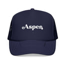 Kids Aspen, Colorado Trucker Hat Foam - Youth Snapback Cap on white background