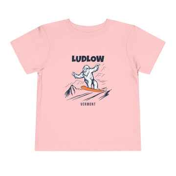 Buy pink Ludlow, Vermont Yeti Snowboard Toddler Tee