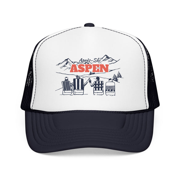 Aspen, Colorado Après-ski Trucker Hat — Foam Mesh Cap