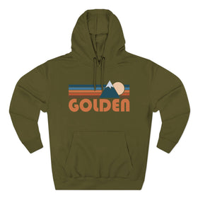Buy army-green Golden, Colorado Hoodie - Retro Mountain Unisex Sweatshirt