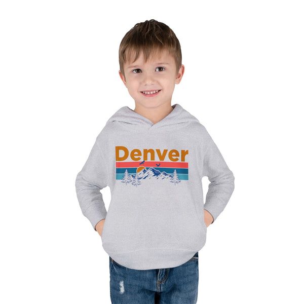 Denver Toddler Hoodie - Retro Mountain Sun Unisex Denver Toddler Sweatshirt