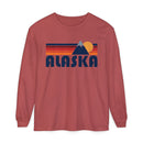 Alaska Long Sleeve T-Shirt Retro Mountain, Unisex Alaska Unisex Garment-dyed Long Sleeve T-Shirt-5