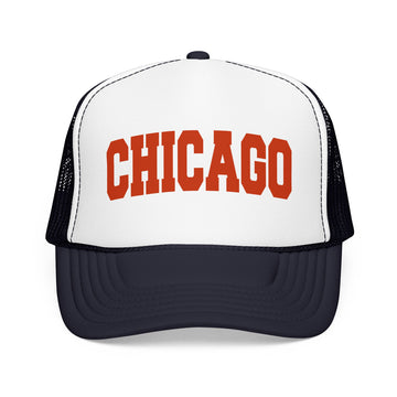 Chicago Foam Trucker Hat – Vintage Orange Arch Logo Mesh Cap - 0