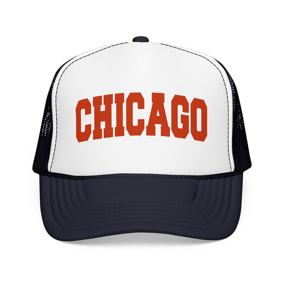 Chicago Foam Trucker Hat – Vintage Orange Arch Logo Mesh Cap