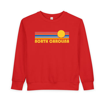 Buy red North Carolina Toddler Sweatshirt - Retro Sun North Carolina Toddler Crewneck Sweatshirt