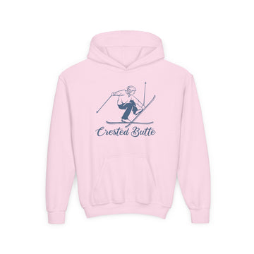 Buy light-pink Crested Butte, Colorado Youth Hoodie - Snow Ski Kids Crested Butte Hooded Sweatshirt