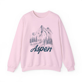 Buy light-pink Aspen, Colorado Sweatshirt - Mountain Illustration Graphic Crewneck