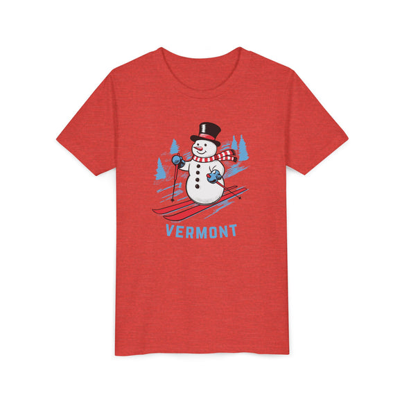 Vermont Youth Skiing Snowman Tee - Kids T Shirt