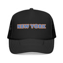 New York Foam Trucker Hat - Retro Orange & Blue City Patch-2