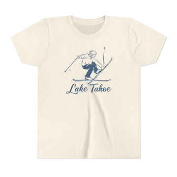 Lake Tahoe, California Youth Vintage Snow Ski Graphic Tee - Kids Lake Tahoe T Shirt - 0