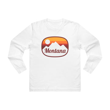 Buy white Montana Mens Base Long-sleeve Tee - Retro Ombre Heavy Weight Long Sleeve T-shirt