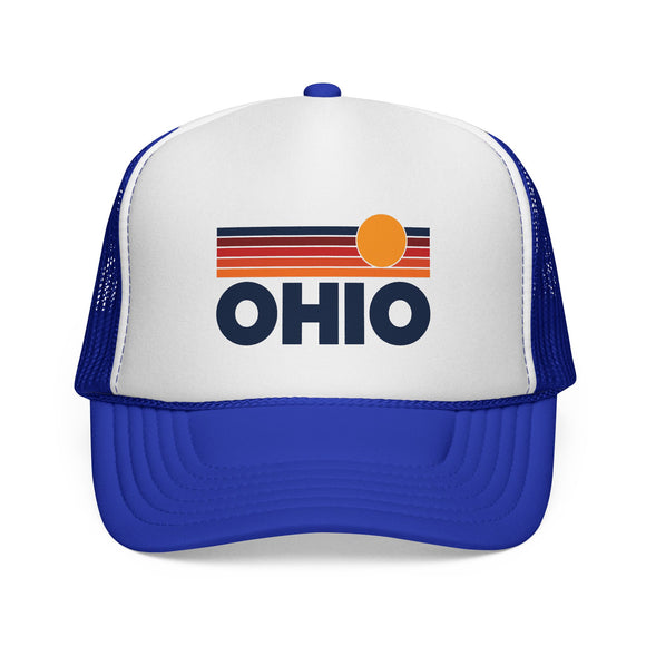 Ohio Retro Sun Trucker Hat - Vintage Style Ohio Cap