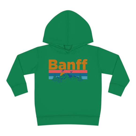 Banff Toddler Hoodie - Retro Mountain Sun Unisex Banff Toddler Sweatshirt