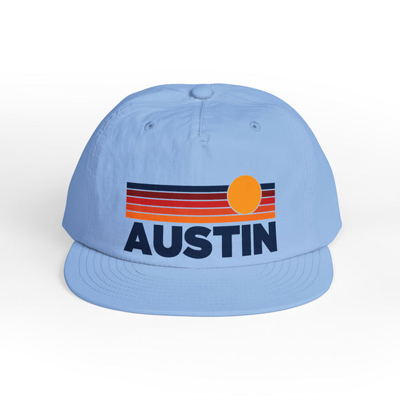Austin, Texas retro sunset Surf Cap | vintage striped sun state hat