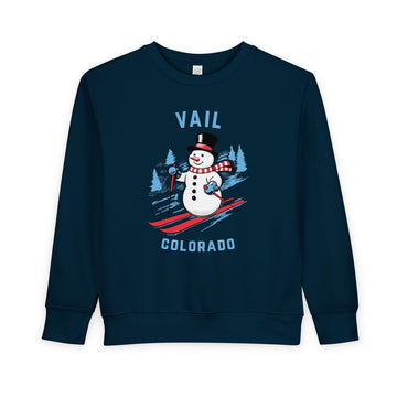 Buy navy Vail, Colorado Toddler Sweatshirt - Skiing Snowman Vail Toddler Crewneck Sweatshirt