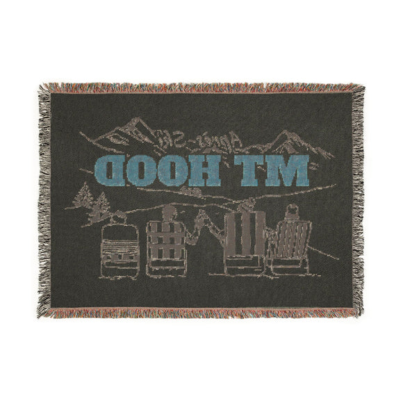 Mt Hood, Oregon Ski Town Throw Blanket | Mountain Woven Blanket