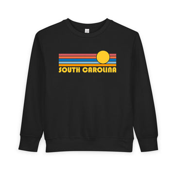 Buy black South Carolina Toddler Sweatshirt - Retro Sun South Carolina Toddler Crewneck Sweatshirt