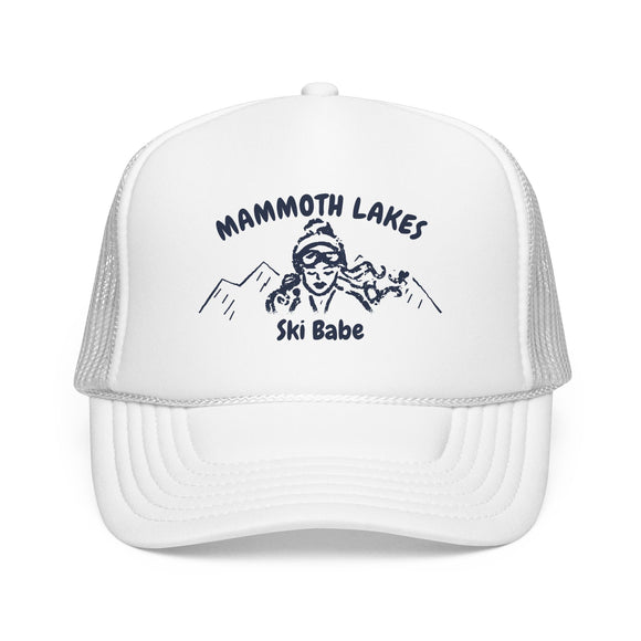 Mammoth Lakes, California Ski Babe Trucker Hat — Foam Mesh Cap