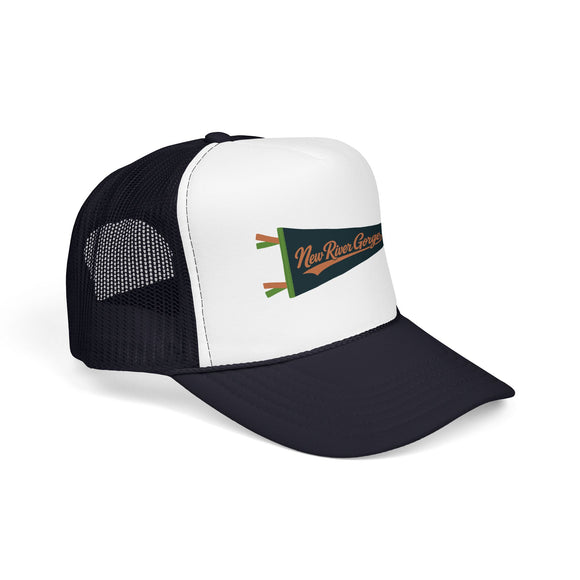 New River Gorge National Park Pennant Trucker Hat — Vintage Foam Mesh Cap