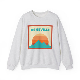 Retro Asheville, North Carolina Sweatshirt, Mountain Sun Design, Unisex Crewneck, Gift for Outdoorsy Friends, Vintage Jumper