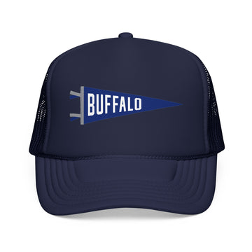 Buffalo, New York Pennant Trucker Hat — Retro Flag Foam Cap