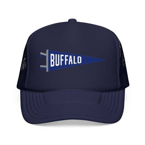 Buffalo, New York Pennant Trucker Hat — Retro Flag Foam Cap