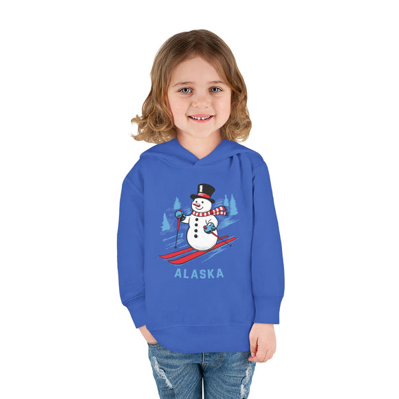 Alaska Toddler Hoodie - Unisex Skiing Snowman Alaska Sweatshirt