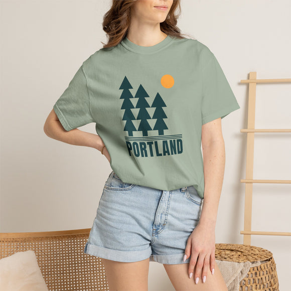 Portland, Oregon T-Shirt, Comfort Colors 100% Cotton Trees Tee