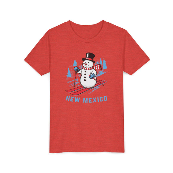 New Mexico Youth Skiing Snowman Tee - Kids T Shirt