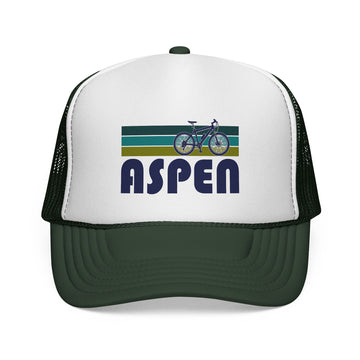 Buy dark-green Aspen, Colorado Retro Bike Trucker Hat - Vintage Style Aspen Cap