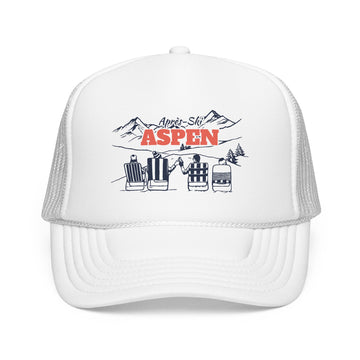 Buy white Aspen, Colorado Après-ski Trucker Hat — Foam Mesh Cap
