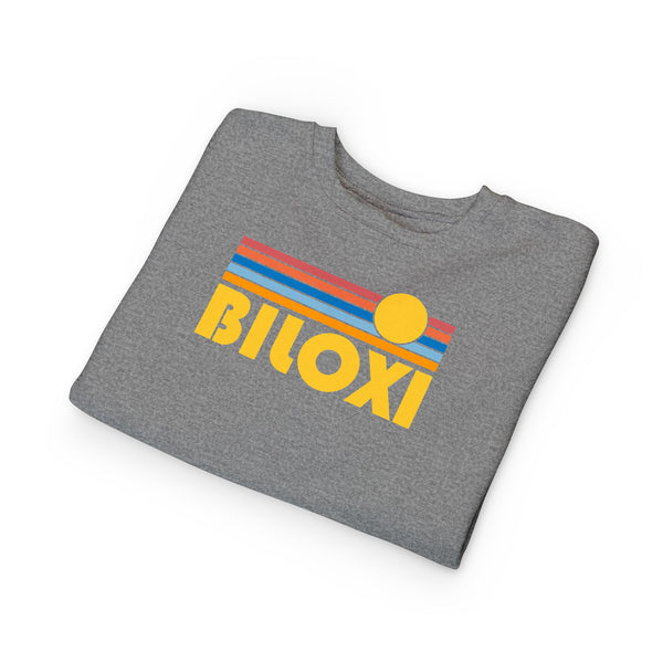 Biloxi, Mississippi Toddler Sweatshirt - Retro Sun Biloxi Toddler Crewneck Sweatshirt