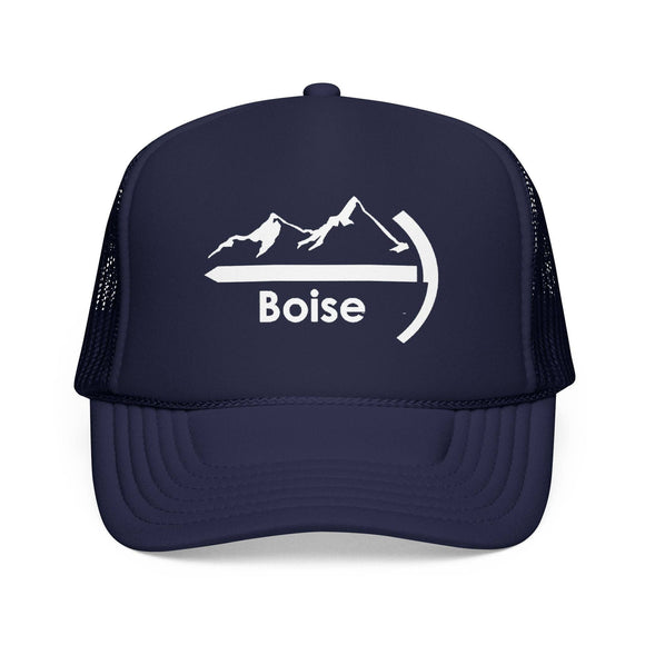 Kids Boise, Idaho Trucker Hat Foam - Youth Snapback Cap on white background