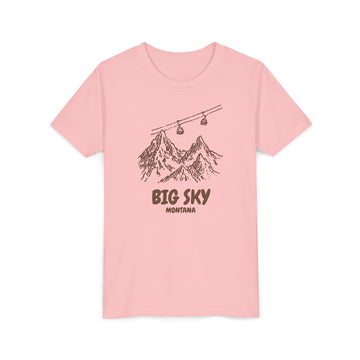 Buy pink Big Sky, Montana Youth T-Shirt — Vintage Gondola Ski Mountain Tee