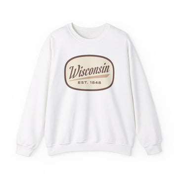 Buy white Wisconsin Sweatshirt - Unisex Retro Wisconsin Crewneck Sweatshirt