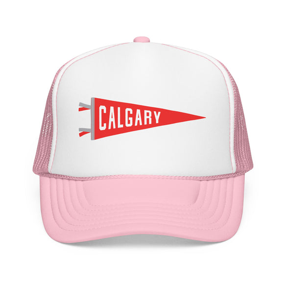 Calgary, Alberta Pennant Trucker Hat — Retro Flag Foam Cap