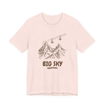 Buy soft-pink Big Sky, Montana Mountain T-Shirt — Vintage Gondola Ski Mountain Tee