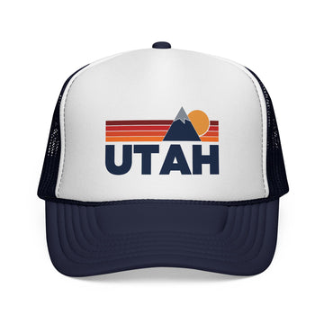 Buy dark-navy Utah Retro Mountains Trucker Hat - Vintage Style Utah Cap