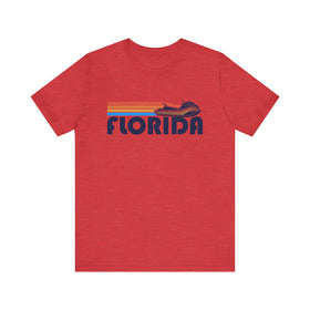 Buy heather-red Florida T Shirt - Retro Jetski PWC Graphic Florida Tee
