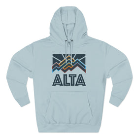 Buy blue-mist Alta, Utah Hoodie - Retro Mountain Unisex Sweatshirt